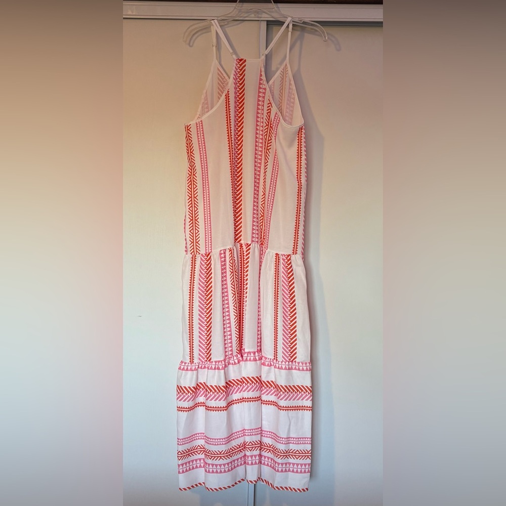 White, Coral, pink Sleeveless Dress